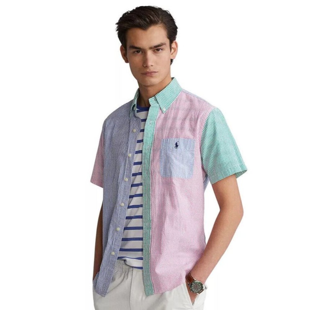 NWT POLO RALPH LAUREN Men's XL RL Prepster Classic-Fit Seersucker Shirt UNTUCKED - Picture 2 of 5